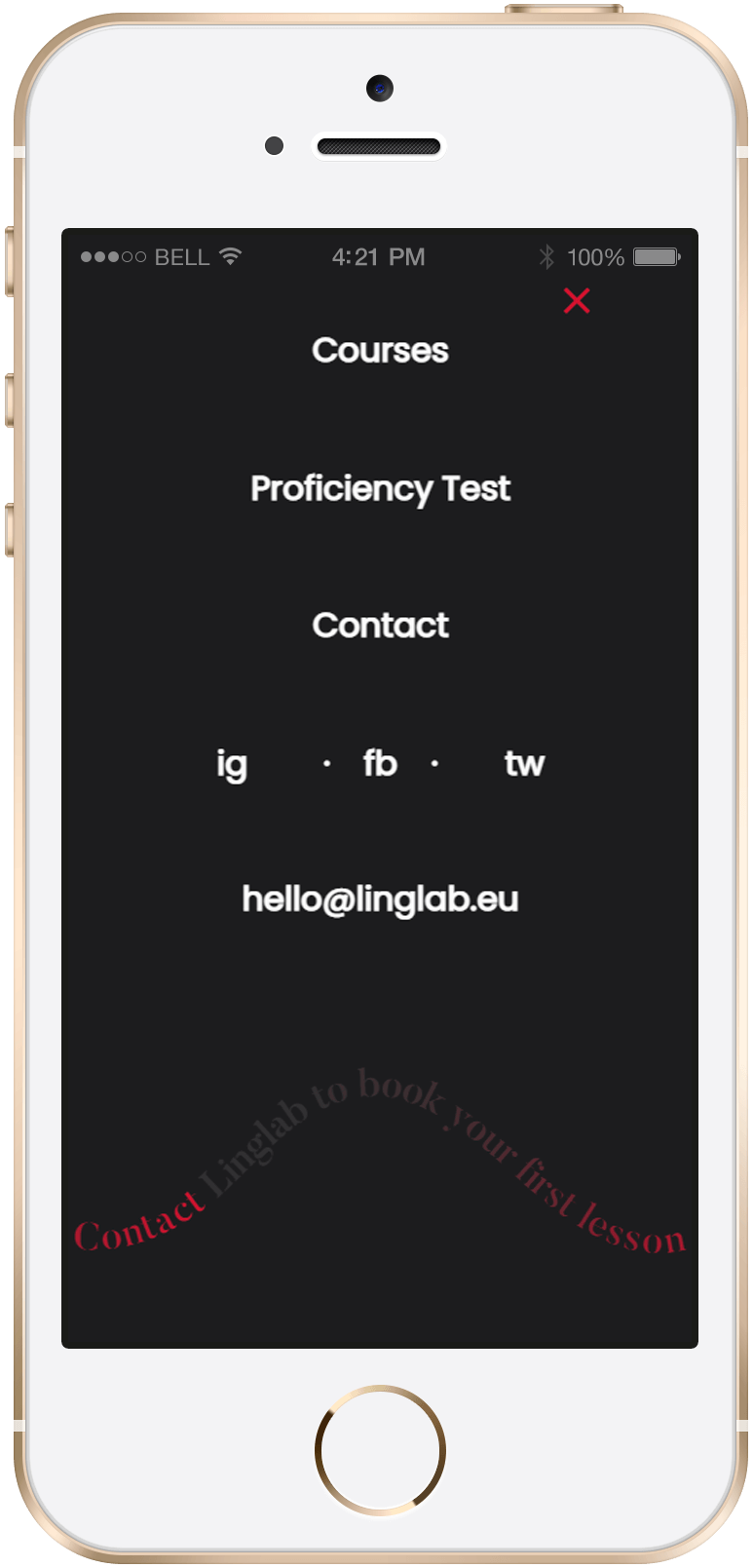 Linglab landing page: iPhone